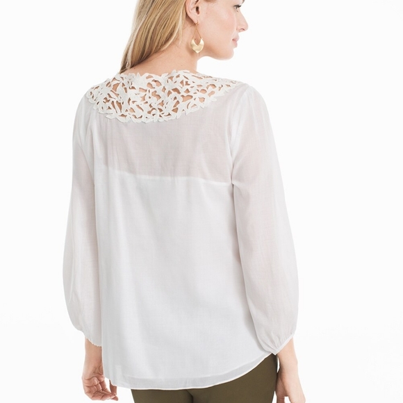 WHBM Lace Inset Sheer Top with Cami - Picture 2 of 11